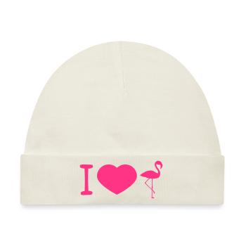 herz i love liebe silhouette umriss flamingo clipa - Baby Premium Organic Mütze - Naturweiß - Vorne