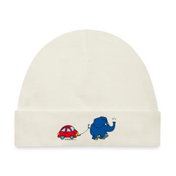 Der Elefant mit rotem Auto - Baby Premium Organic Mütze - Naturweiß - Vorne