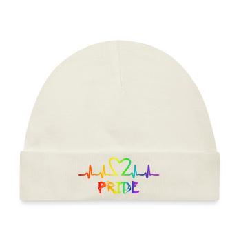 LGBT Pride Regenbogen Herzschlag - Baby Premium Organic Mütze - Naturweiß - Vorne