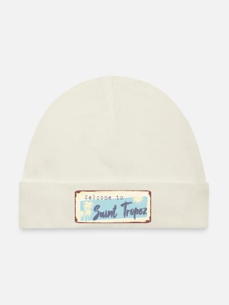 Welcome to Saint Tropez - Baby Premium Organic Mütze - Naturweiß