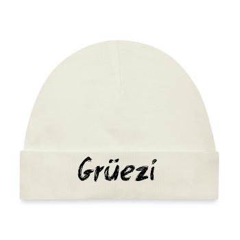 Grüezi Begrüßung Schweiz Schweizerdeutsch Alpen - Baby Premium Organic Mütze - Naturweiß - Vorne