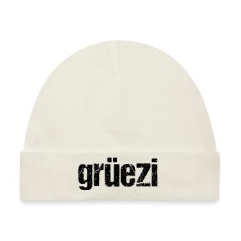 Grüezi Schweiz Schweizerdeutsch Swiss Hi Geschenk - Baby Premium Organic Mütze - Naturweiß - Vorne