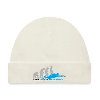 evolution swimming, swim, schwimmen, Schwimmer - Baby Premium Organic Mütze - Naturweiß - Vorne
