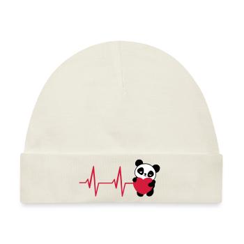 EKG Panda - Baby Premium Organic Mütze - Naturweiß - Vorne