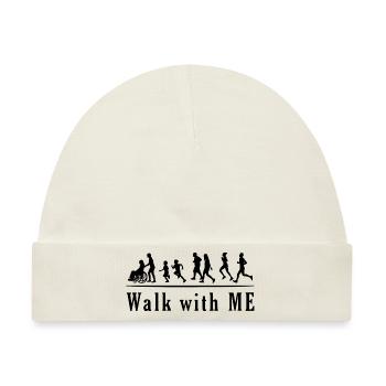 Walk mit ME Silhouette in schwarzem Print - Baby Premium Organic Mütze - Naturweiß - Vorne