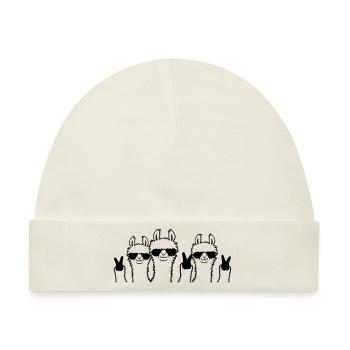 Peace Lamas Crew Freunde - Baby Premium Organic Mütze - Naturweiß - Vorne