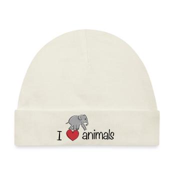 ich liebe tiere elefant tierliebe - Baby Premium Organic Mütze - Naturweiß - Vorne