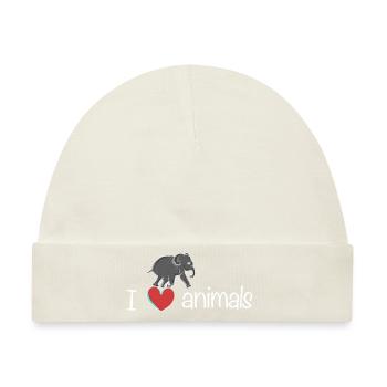 ich liebe tiere elefant tierliebe - Baby Premium Organic Mütze - Naturweiß - Vorne