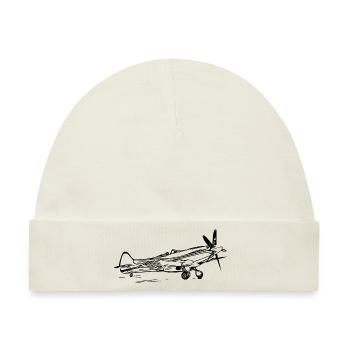 Vintage Popeller Flieger Flugzeug - Baby Premium Organic Mütze - Naturweiß - Vorne