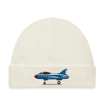 Flugzeug Fahrwerk Deutschland Flagge Blau - Baby Premium Organic Mütze - Naturweiß - Vorne