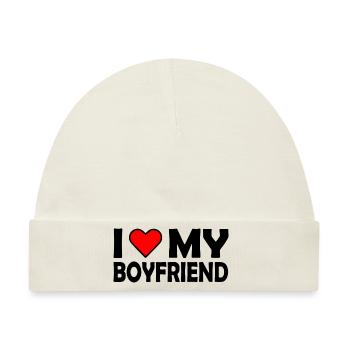 I love my boyfriend - Baby Premium Organic Mütze - Naturweiß - Vorne