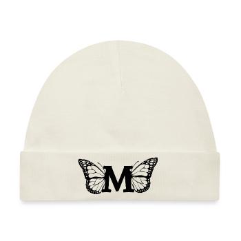 Buchstabe M Schmetterling - Baby Premium Organic Mütze - Naturweiß - Vorne