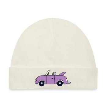 Lilafarbenes Cabrio - Baby Premium Organic Mütze - Naturweiß - Vorne