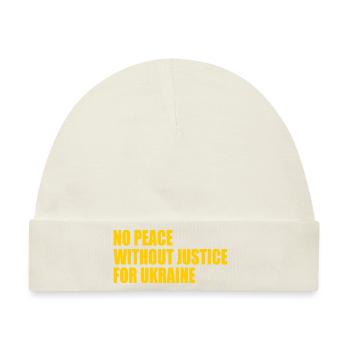 No peace without justice for ukraine - Baby Premium Organic Mütze - Naturweiß - Vorne