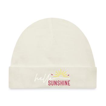 Hello Sunshine Hallo Sonnenschein Sommer Sonne Fun - Baby Premium Organic Mütze - Naturweiß - Vorne