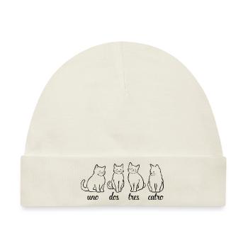 Uno dos Tres Catro Fun Cat Spanische Katzen Design - Baby Premium Organic Mütze - Naturweiß - Vorne
