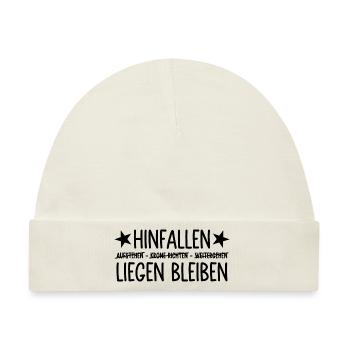 Hinfallen liegen bleiben - Baby Premium Organic Mütze - Naturweiß - Vorne
