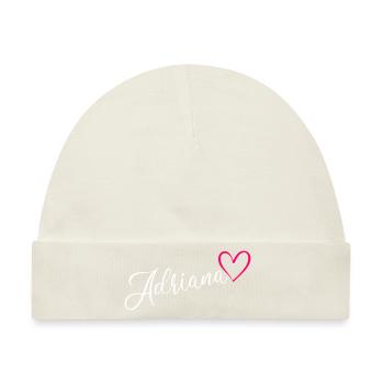 Adriana Name Vorname Herz Pink - Baby Premium Organic Mütze - Naturweiß - Vorne