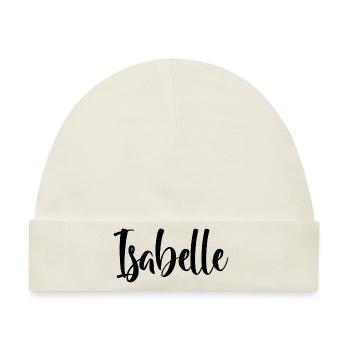 Name - Isabelle - Baby Premium Organic Mütze - Naturweiß - Vorne