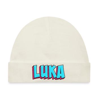 Namen Motiv: Luka - Baby Premium Organic Mütze - Naturweiß - Vorne