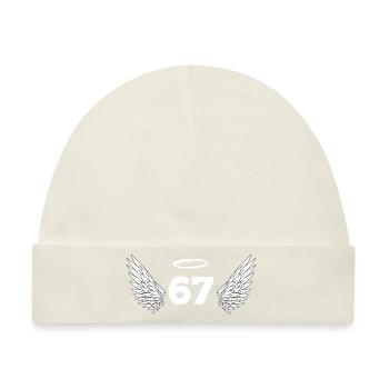 Nummer 67 Engel - Flügel zum 67. Geburtstag - Baby Premium Organic Mütze - Naturweiß - Vorne
