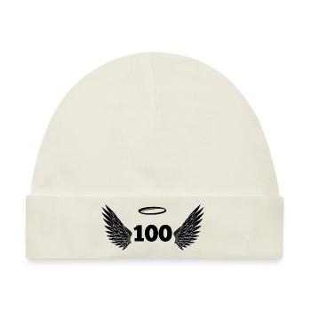 Nummer 100 Engel - Flügel zum 100. Geburtstag - Baby Premium Organic Mütze - Naturweiß - Vorne