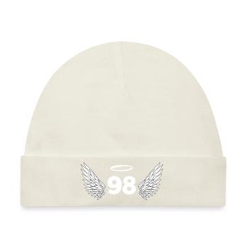 Nummer 98 Engel - Flügel zum 98. Geburtstag - Baby Premium Organic Mütze - Naturweiß - Vorne