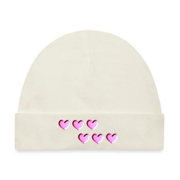 sechs herzen pink glitzer - Baby Premium Organic Mütze - Naturweiß - Vorne