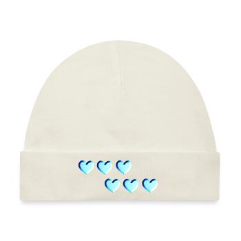 sechs herzen blau glitzer muster - Baby Premium Organic Mütze - Naturweiß - Vorne