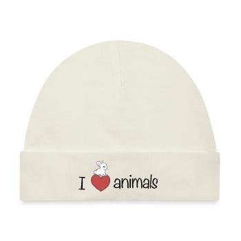 ich liebe tiere Hase tierliebe - Baby Premium Organic Mütze - Naturweiß - Vorne