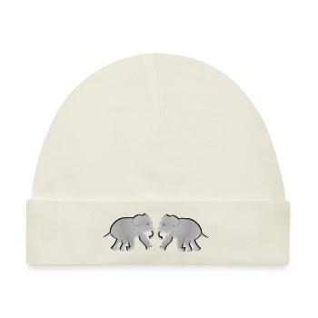 zwei elefante tiere tier - Baby Premium Organic Mütze - Naturweiß - Vorne