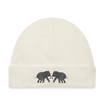 zwei elefante tiere tier - Baby Premium Organic Mütze - Naturweiß - Vorne