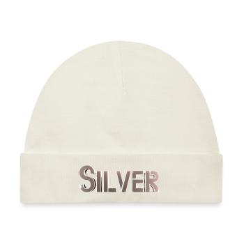 Silber stilisierter Text - Baby Premium Organic Mütze - Naturweiß - Vorne