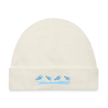 wasser linie welle fische tiere fisch strich tiers - Baby Premium Organic Mütze - Naturweiß - Vorne