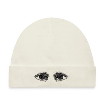 Süße Augen mit Wimpern - Baby Premium Organic Mütze - Naturweiß - Vorne