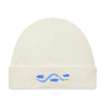 linie strich blau wolken himmel nacht stern - Baby Premium Organic Mütze - Naturweiß - Vorne