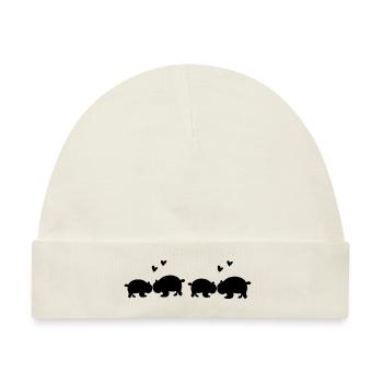 Panda Muster Tierliebe Tiere Linie - Baby Premium Organic Mütze - Naturweiß - Vorne