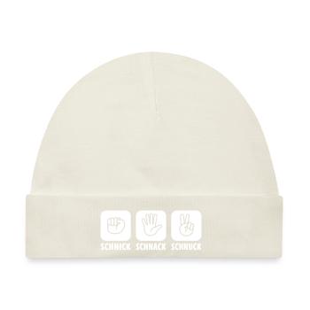 Schere Stein Papier | Farbe änderbar - Baby Premium Organic Mütze - Naturweiß - Vorne