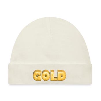 GOLD gold Gold Text Schrift Barren - Baby Premium Organic Mütze - Naturweiß - Vorne