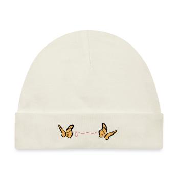 Schmetterling roter faden symbol tier - Baby Premium Organic Mütze - Naturweiß - Vorne