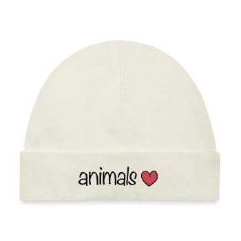 tiere herz tierliebe text - Baby Premium Organic Mütze - Naturweiß - Vorne