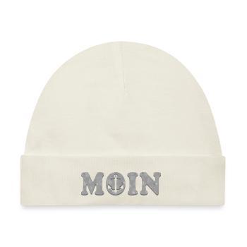 MOIN Anker Silber - Baby Premium Organic Mütze - Naturweiß - Vorne