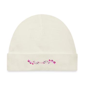 pinke Blumen Strich blüten - Baby Premium Organic Mütze - Naturweiß - Vorne