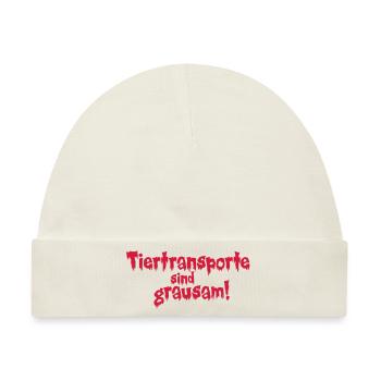 Tiertransporte sind grausam! - Baby Premium Organic Mütze - Naturweiß - Vorne