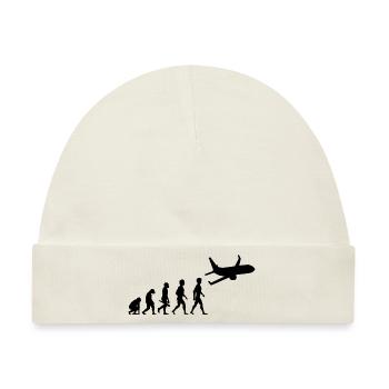 flugzeug flieger fliegen evolution piloten cockpit - Baby Premium Organic Mütze - Naturweiß - Vorne