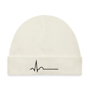 EKG mit Namenslinie - Baby Premium Organic Mütze - Naturweiß - Vorne