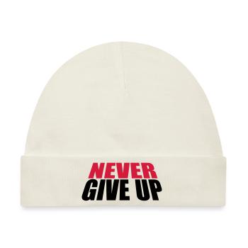 durchhalten design logo never give up niemals aufg - Baby Premium Organic Mütze - Naturweiß - Vorne