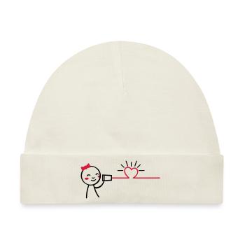 love tin can telephone couple shirt - girl - Baby Premium Organic Mütze - Naturweiß - Vorne