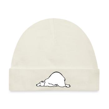 Der faule Paule Sleeping bear Schlafender Bär - Baby Premium Organic Mütze - Naturweiß - Vorne