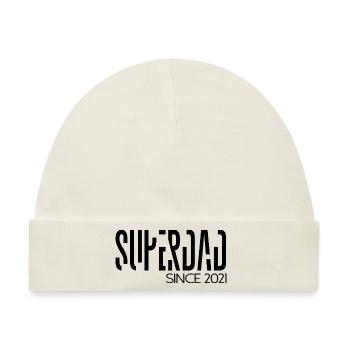 Superdad since 2021 Spruch Schrift - Baby Premium Organic Mütze - Naturweiß - Vorne